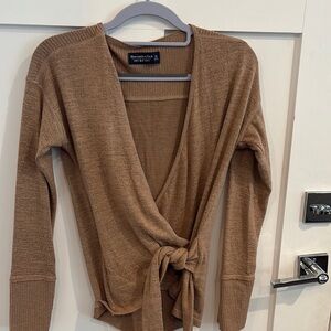 Abercrombie & Fitch Tan V-Neck Tie Sweater